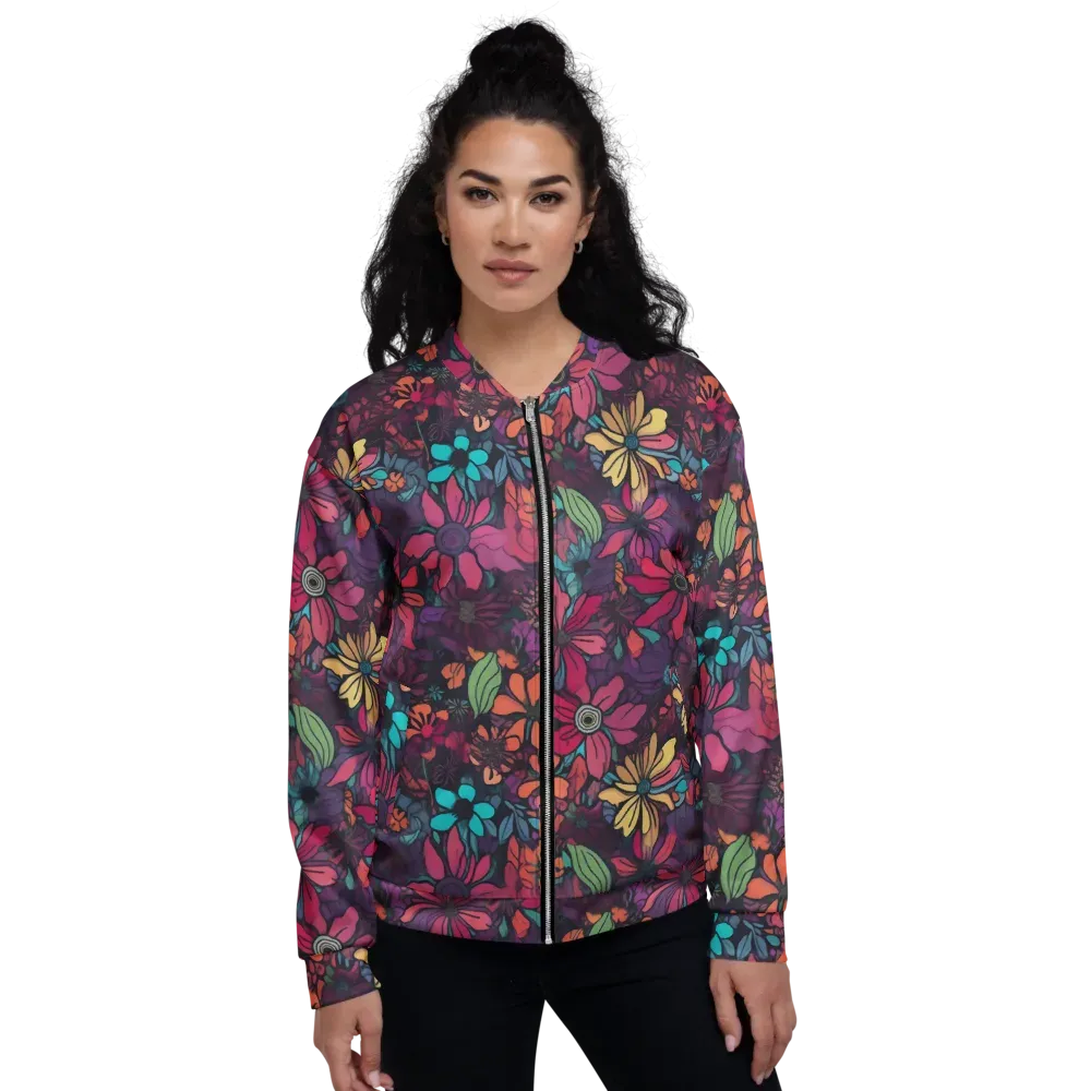 Neon Herbarium on Bomber Jacket — Front