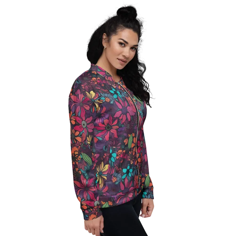 Neon Herbarium on Bomber Jacket — Right