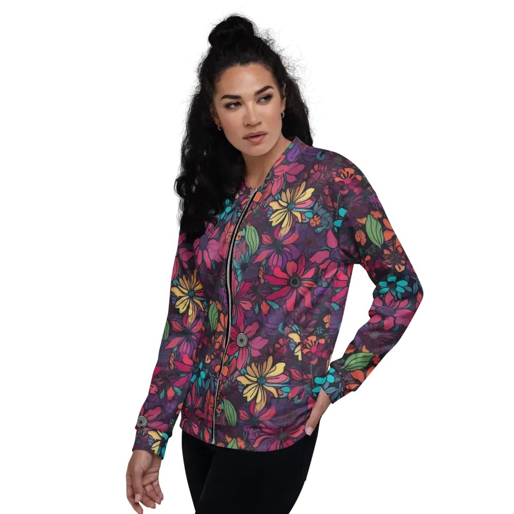 Neon Herbarium on Bomber Jacket — Left