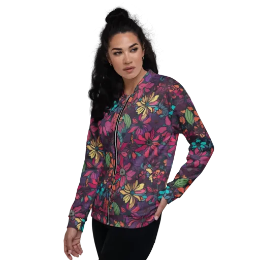 Neon Herbarium on a Bomber Jacket