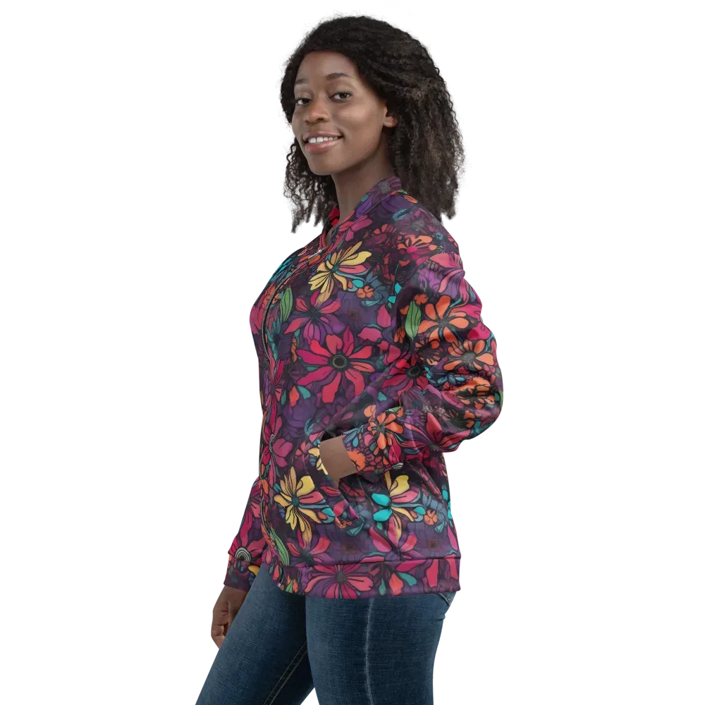 Neon Herbarium on Bomber Jacket — Left
