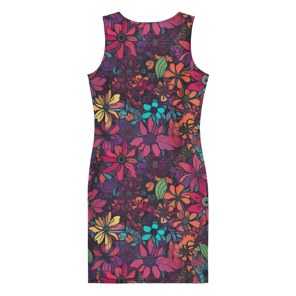 Neon Herbarium on Bodycon Dress — Back