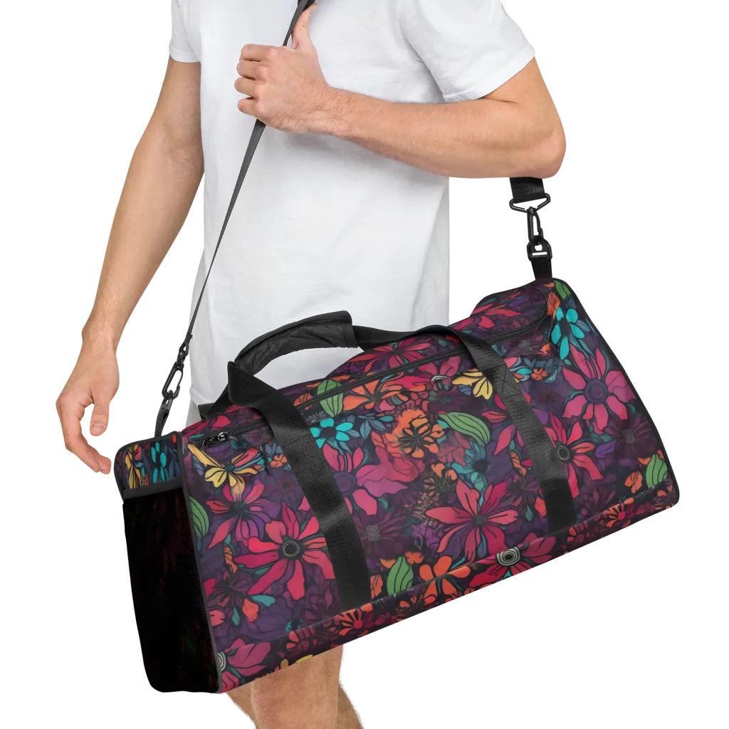 Neon Herbarium on Duffle Bag — Right Front