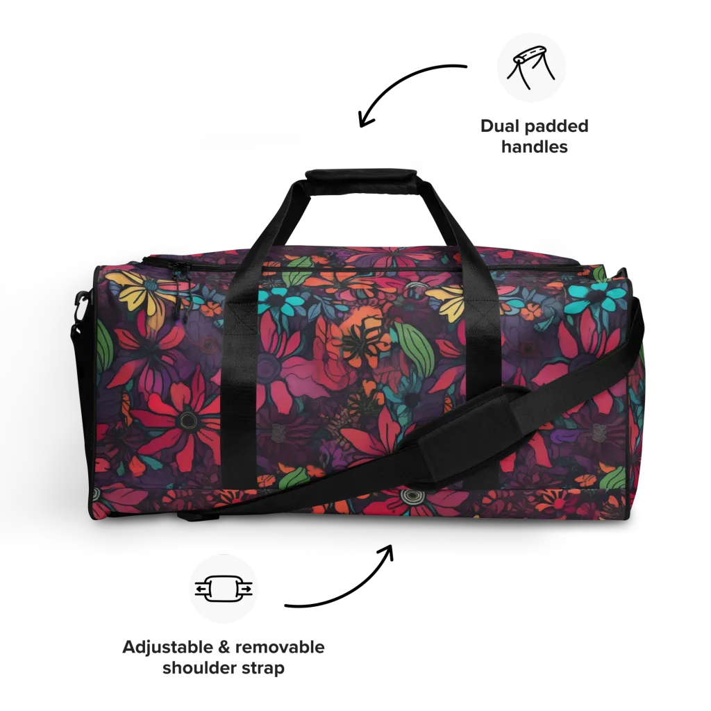 Neon Herbarium on Duffle Bag — Front