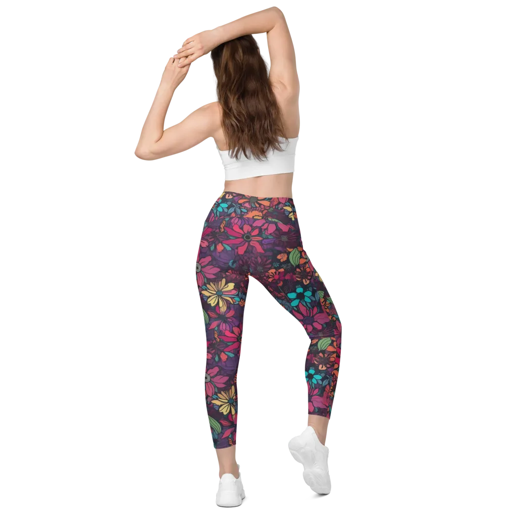 Neon Herbarium on Leggings with Pockets — Back
