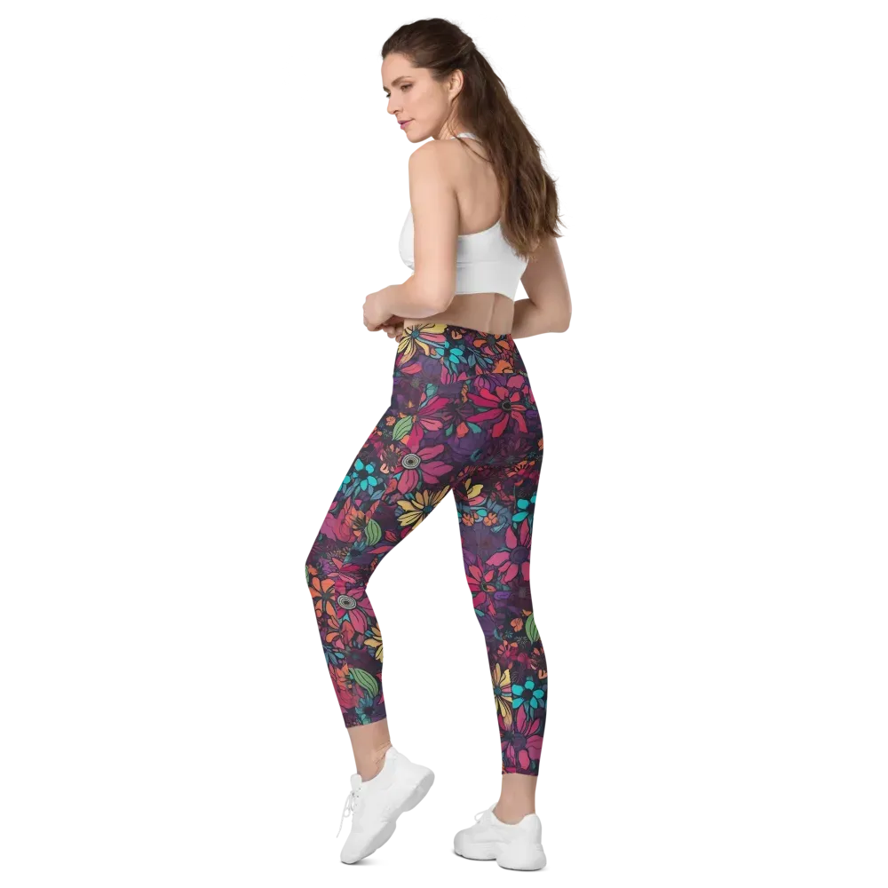 Neon Herbarium on Leggings with Pockets — Left Back