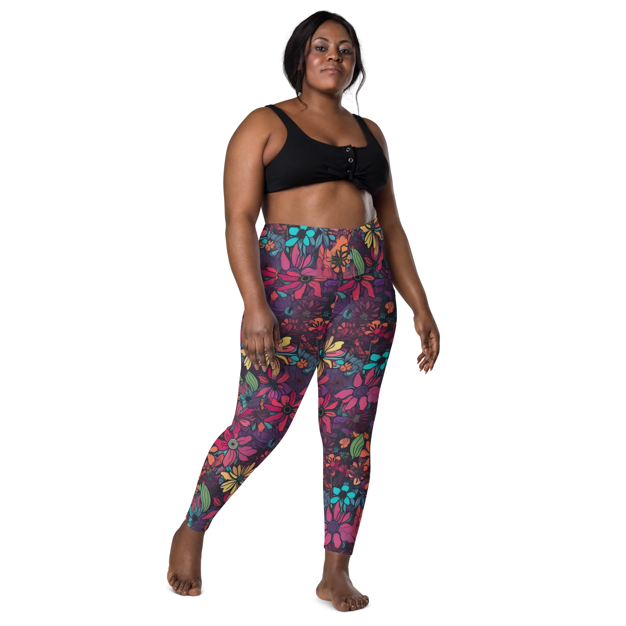 Neon Herbarium on Leggings with Pockets — Front