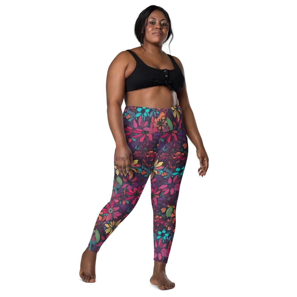 Neon Herbarium on Leggings with Pockets — Front