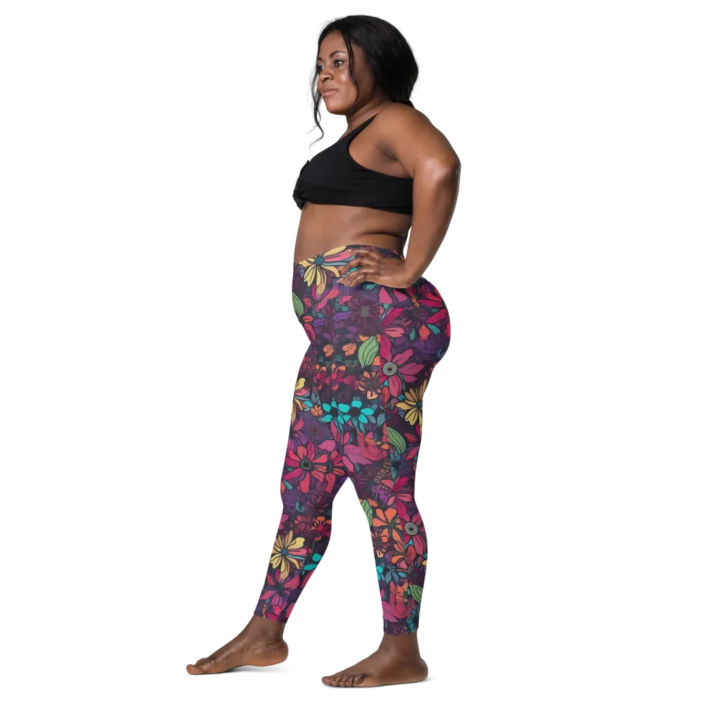 Neon Herbarium on Leggings with Pockets — Left