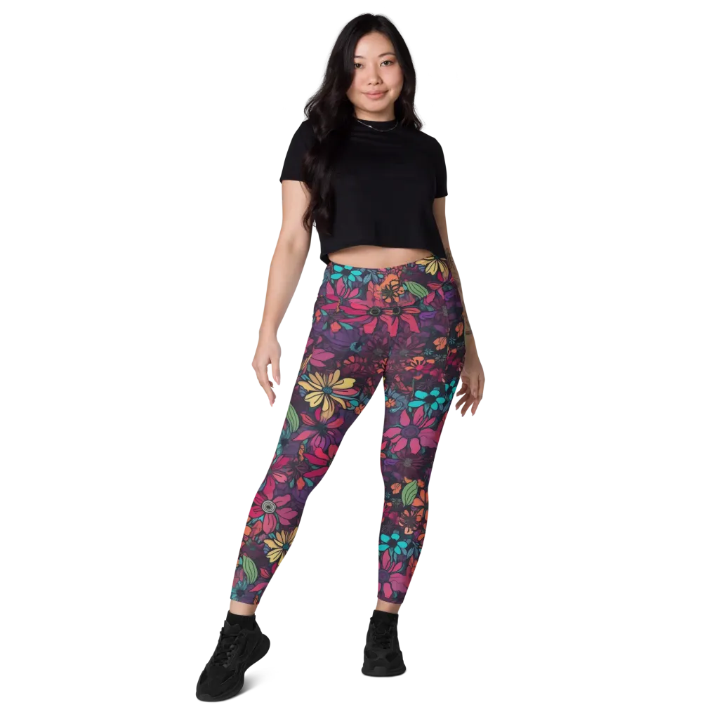 Neon Herbarium on Leggings with Pockets — Front