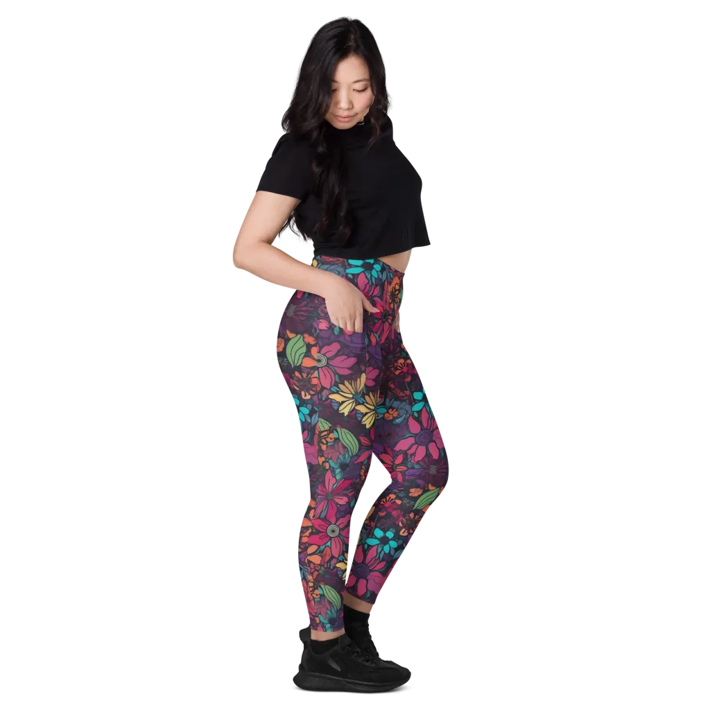 Neon Herbarium on Leggings with Pockets — Right
