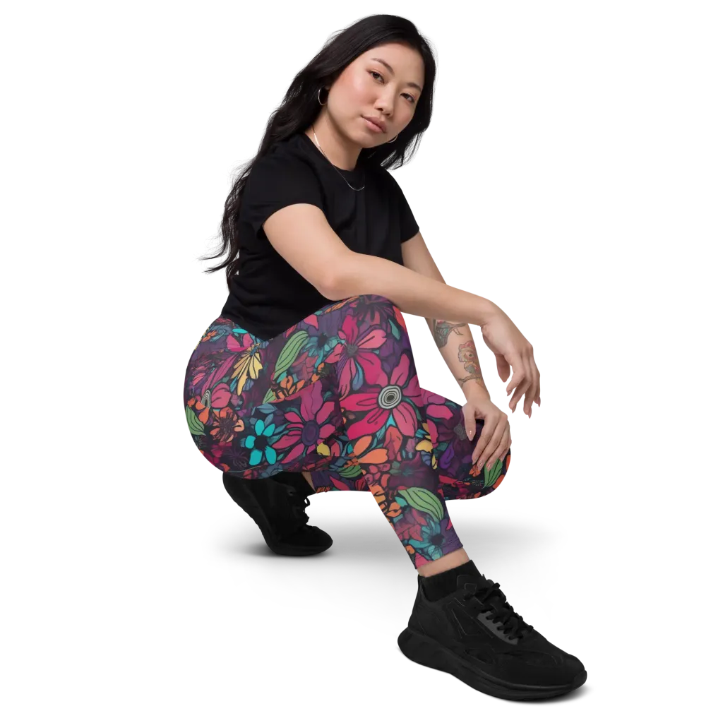 Neon Herbarium on Leggings with Pockets — Right Front
