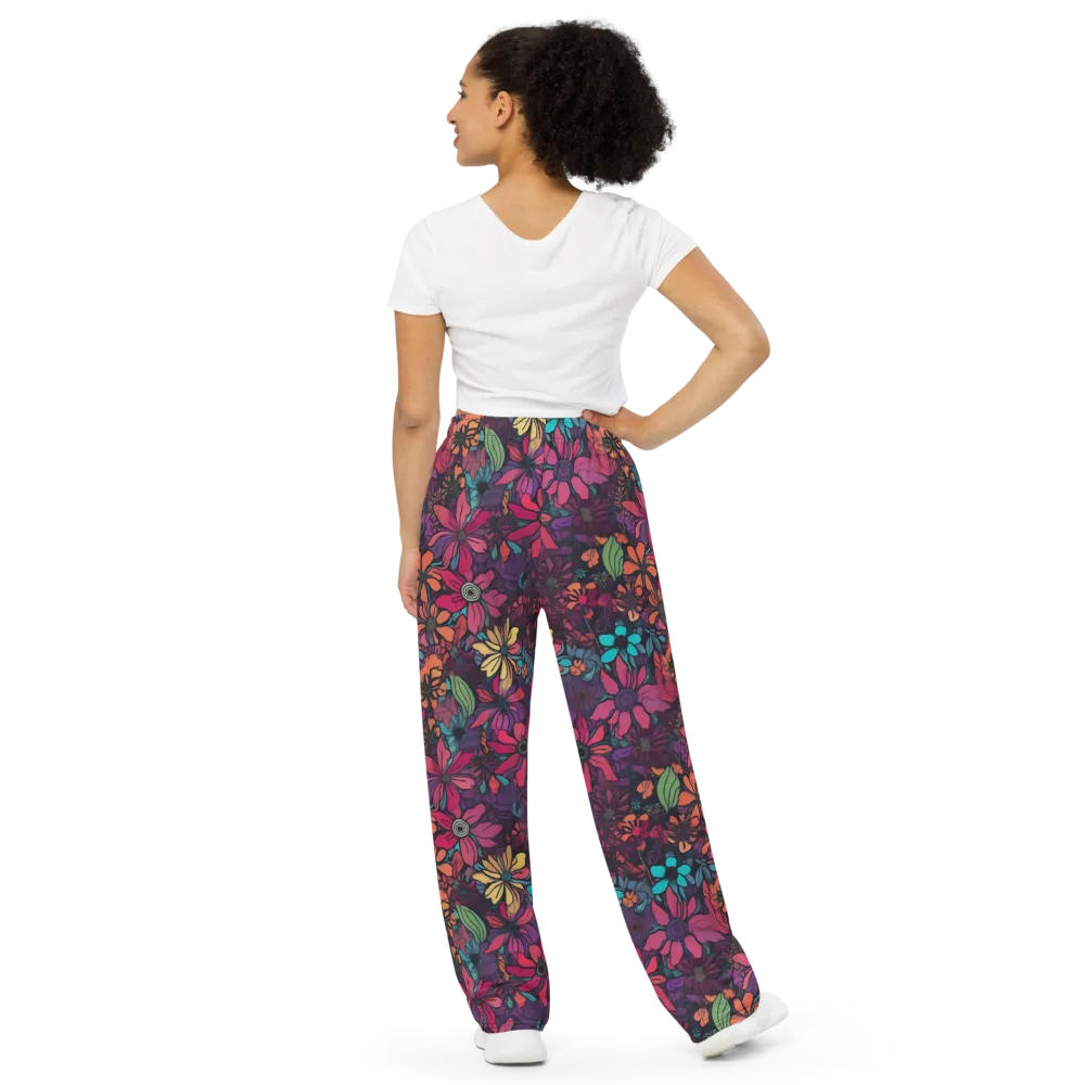 Neon Herbarium on Wide-Leg Pants — Back