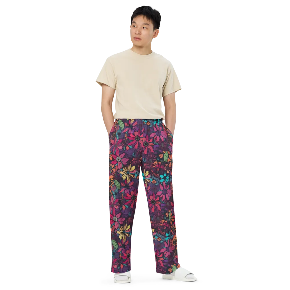 Neon Herbarium on Wide-Leg Pants — Front