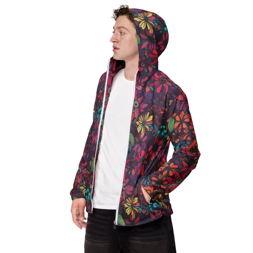 Neon Herbarium on a Men's Windbreaker