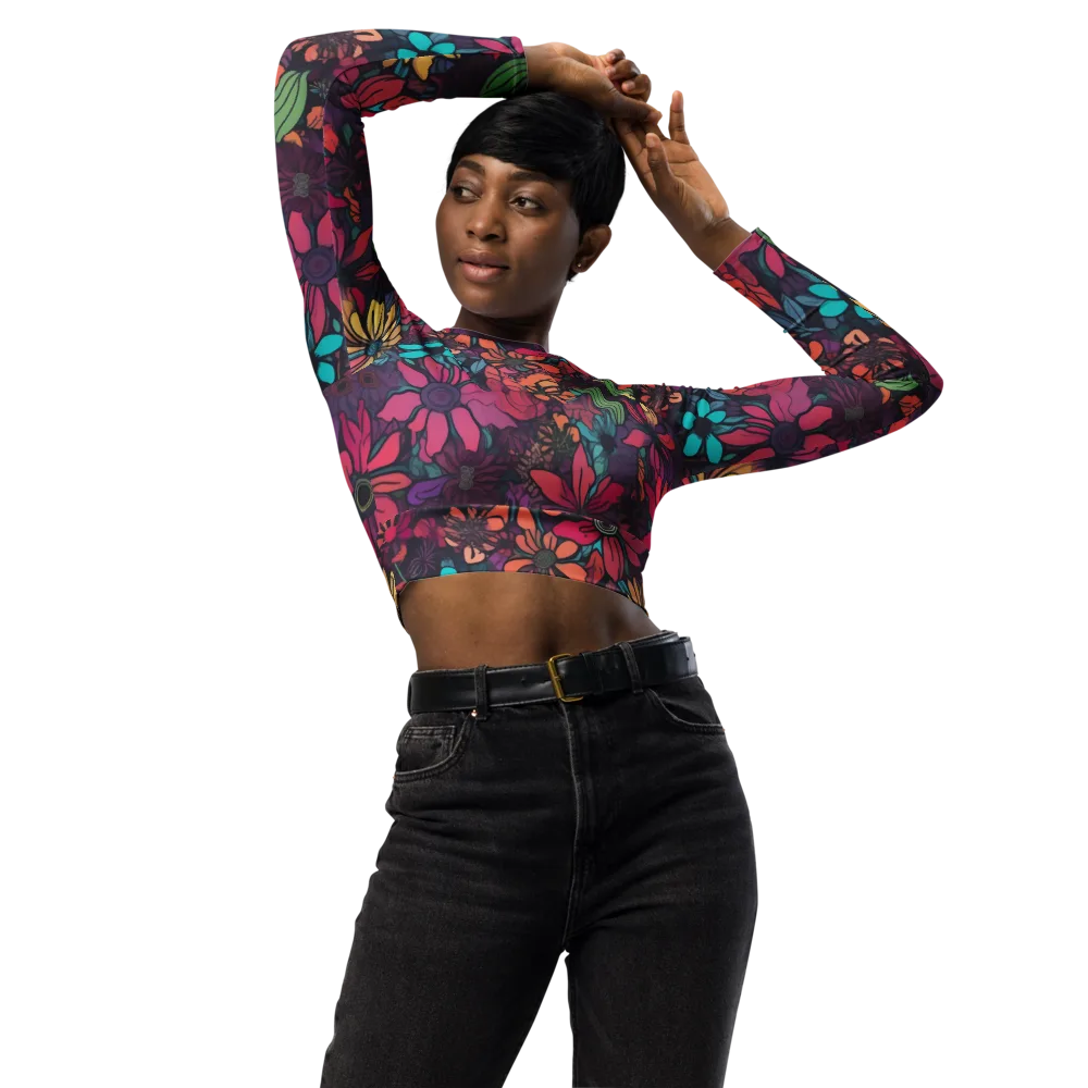 Neon Herbarium on Long Sleeve Crop Top — Front