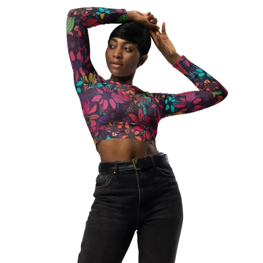 Neon Herbarium on a Long Sleeve Crop Top
