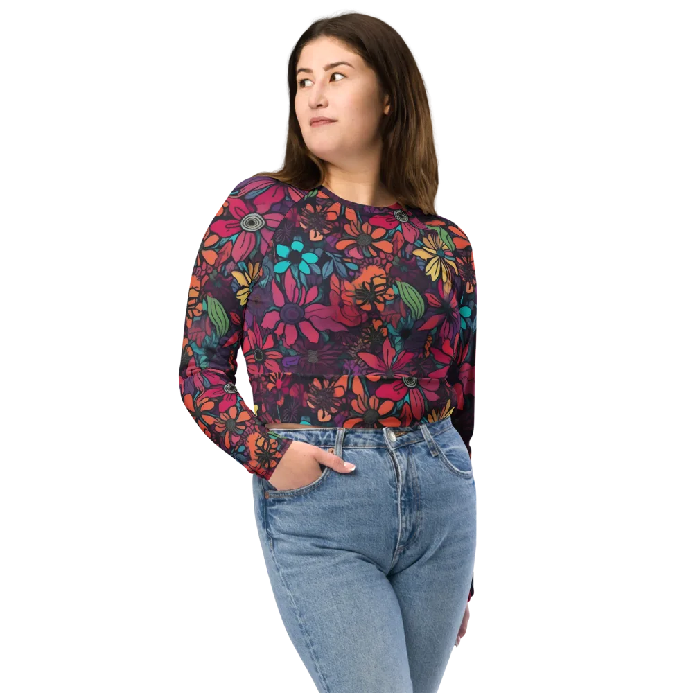 Neon Herbarium on Long Sleeve Crop Top — Front
