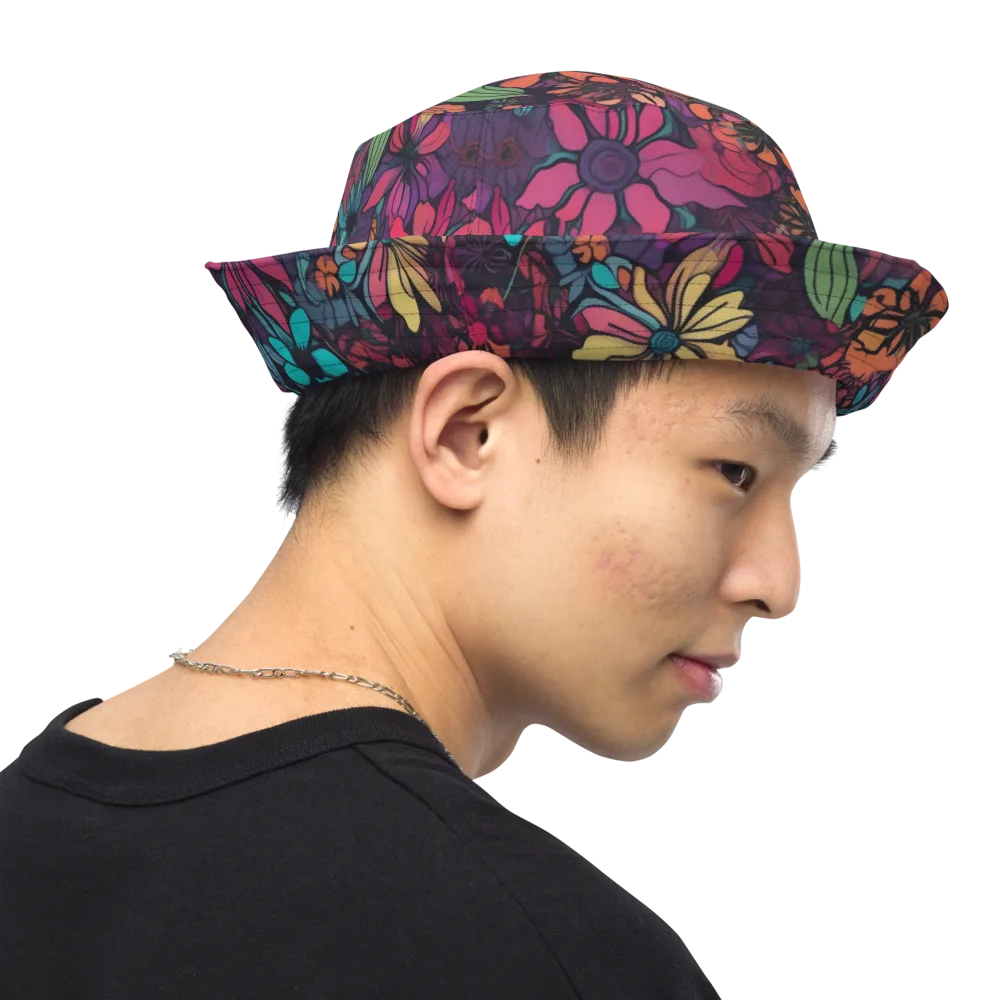 Neon Herbarium on Reversible Bucket Hat — Right Outside