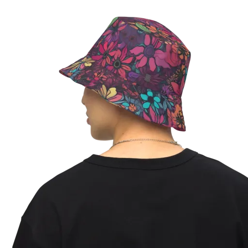 Neon Herbarium on a Reversible Bucket Hat
