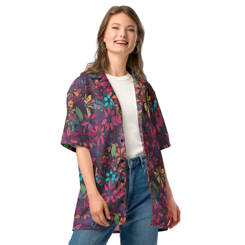 Neon Herbarium on Button Shirt — Front