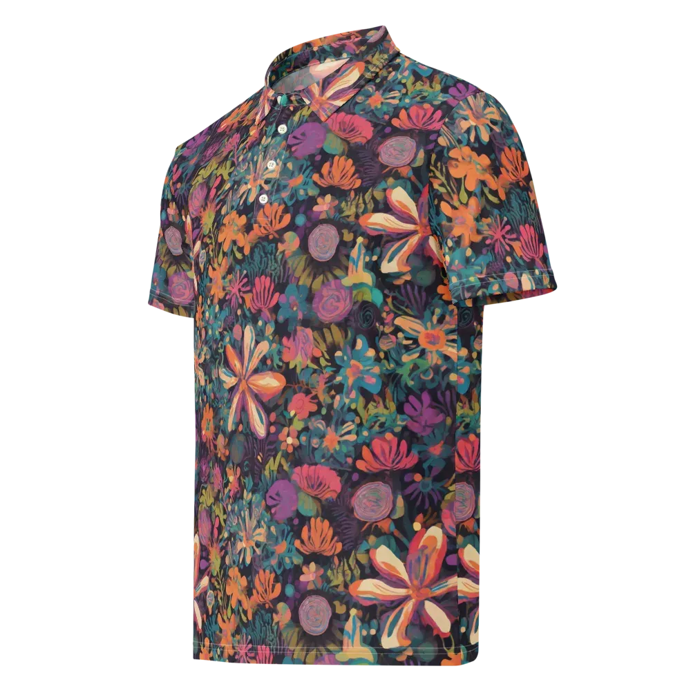 Electric Herbarium on Men's Slim Fit Polo Shirt — Left Front