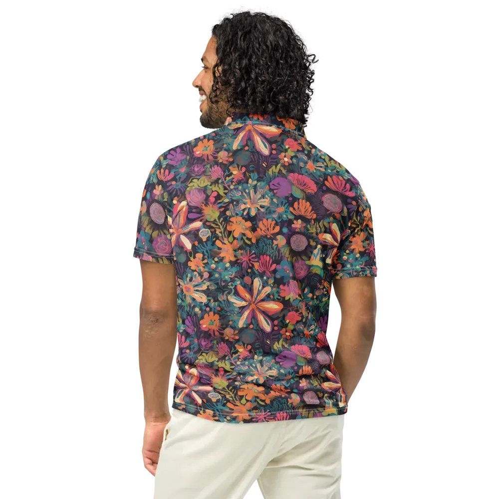 Electric Herbarium on Men's Slim Fit Polo Shirt — Back