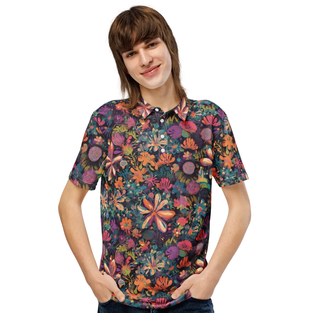 Electric Herbarium on Men's Slim Fit Polo Shirt — Front