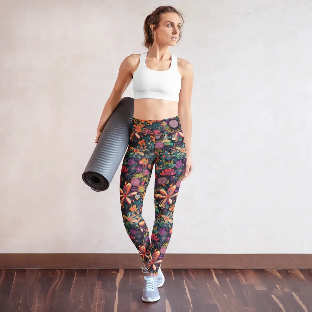 Electric Herbarium on Yoga Leggings — Front