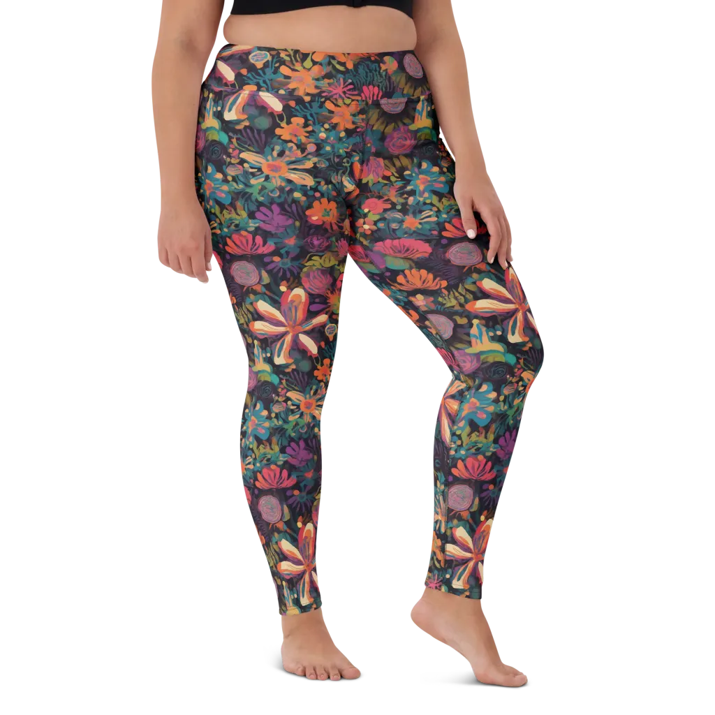 Electric Herbarium on Yoga Leggings — Front