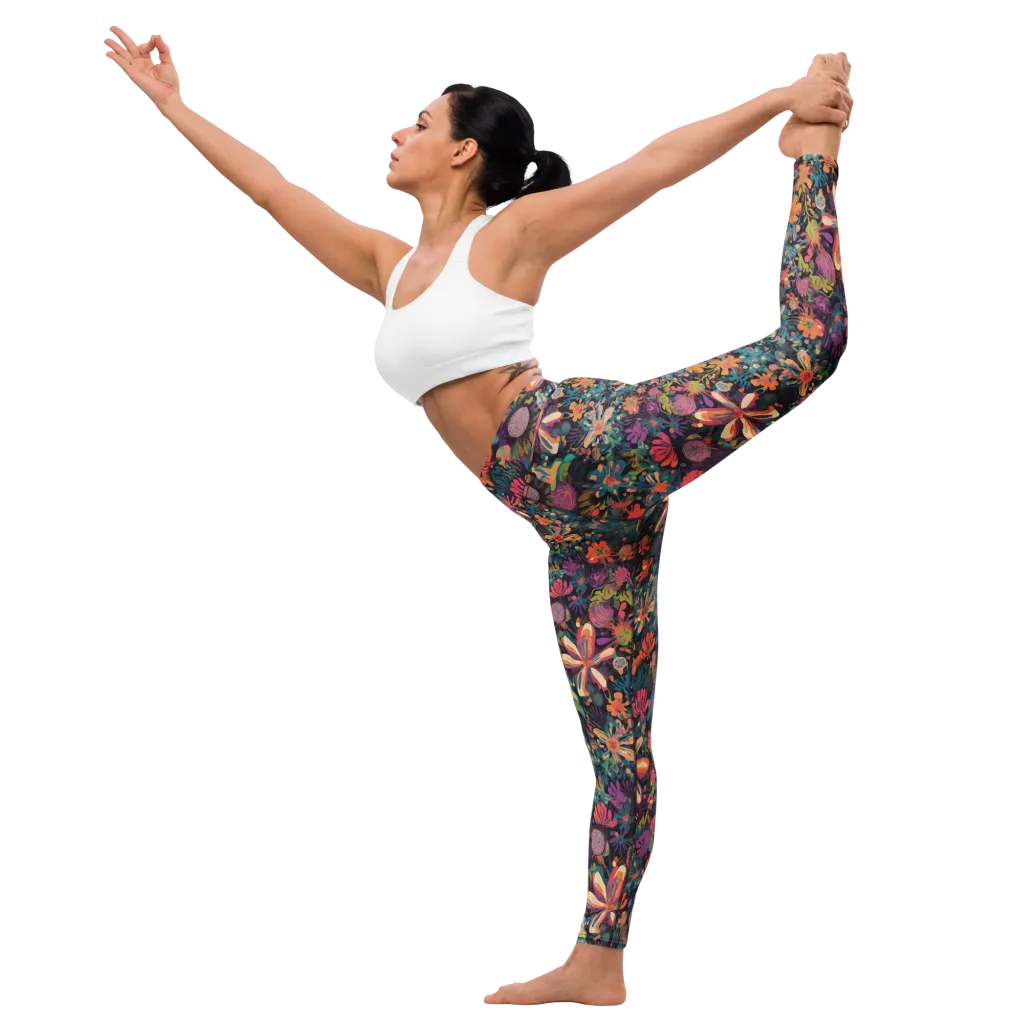 Electric Herbarium on Yoga Leggings — Left