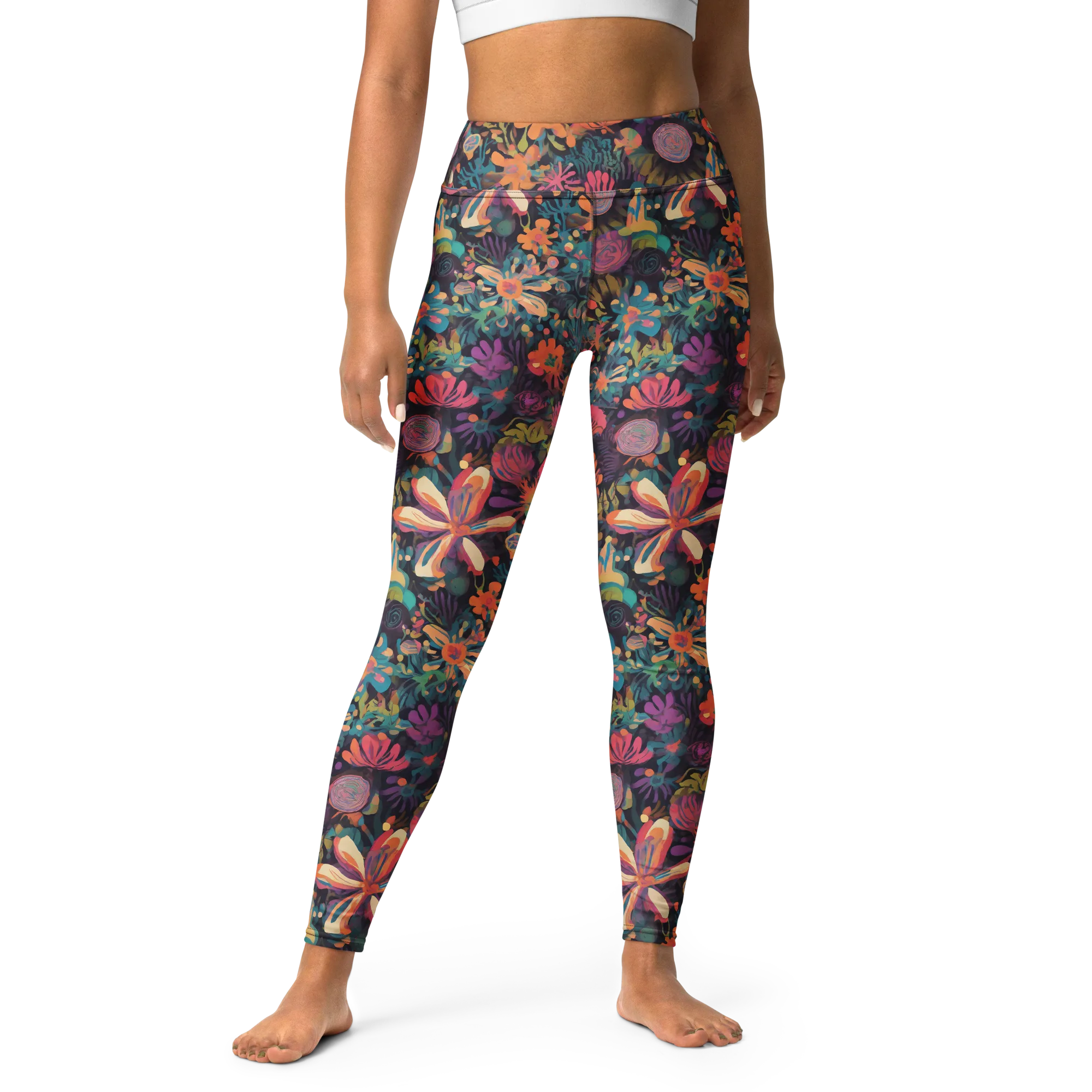 Electric Herbarium on Yoga Leggings — Front