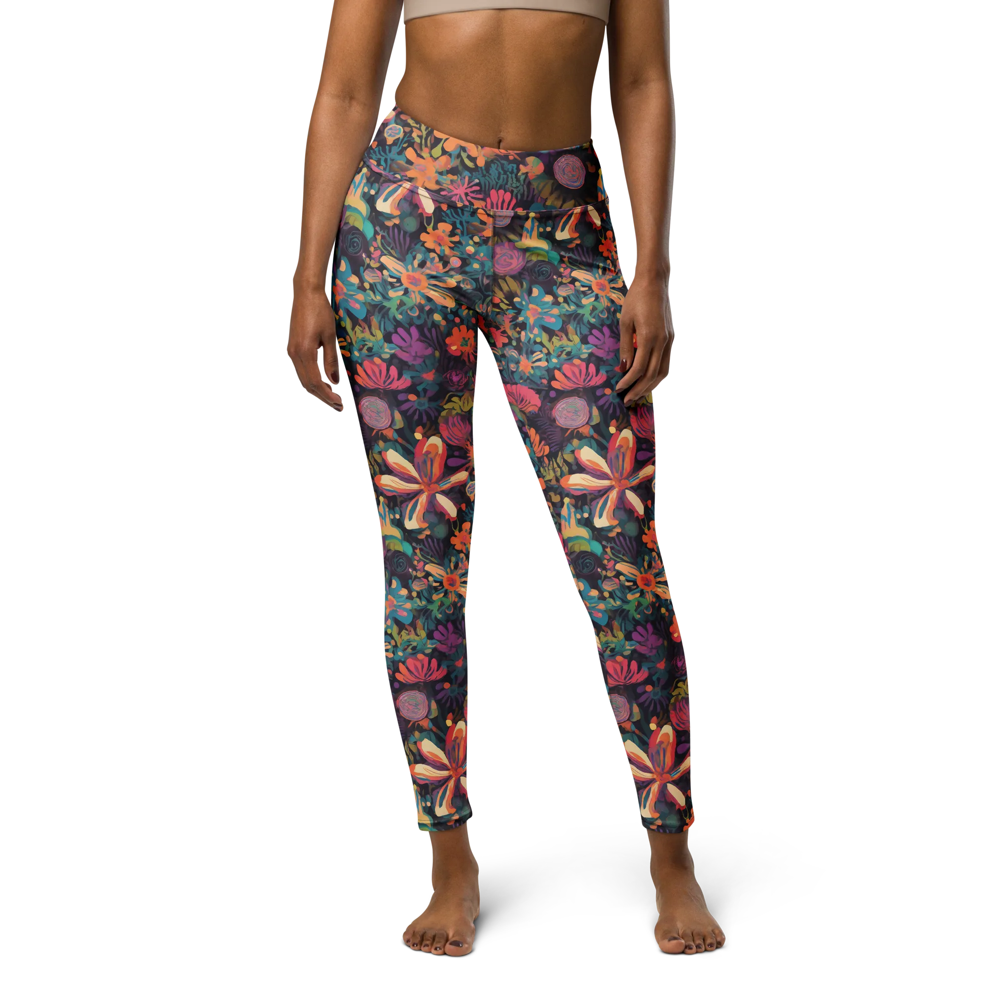 Electric Herbarium on Yoga Leggings — Front