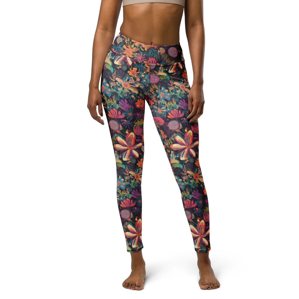 Electric Herbarium on Yoga Leggings — Front