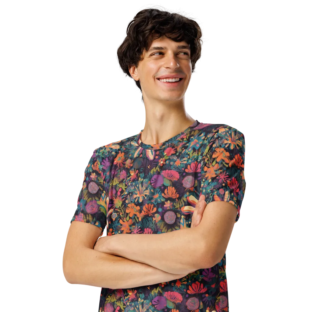 Electric Herbarium on Men's Crew Neck T-Shirt — Left Front