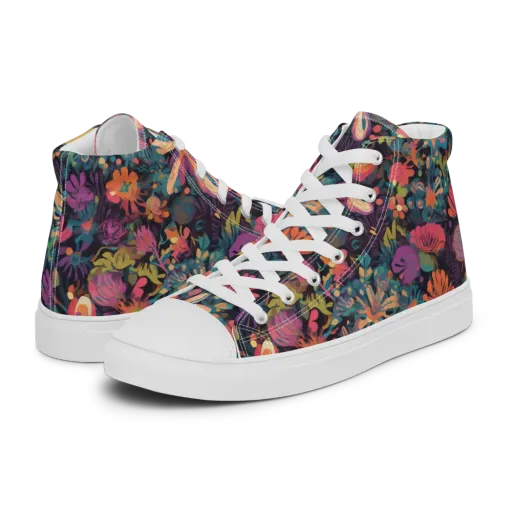 Electric Herbarium on a Men's High Top Canvas Shoes