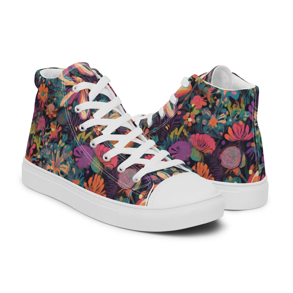 Electric Herbarium on Men's High Top Canvas Shoes — Right