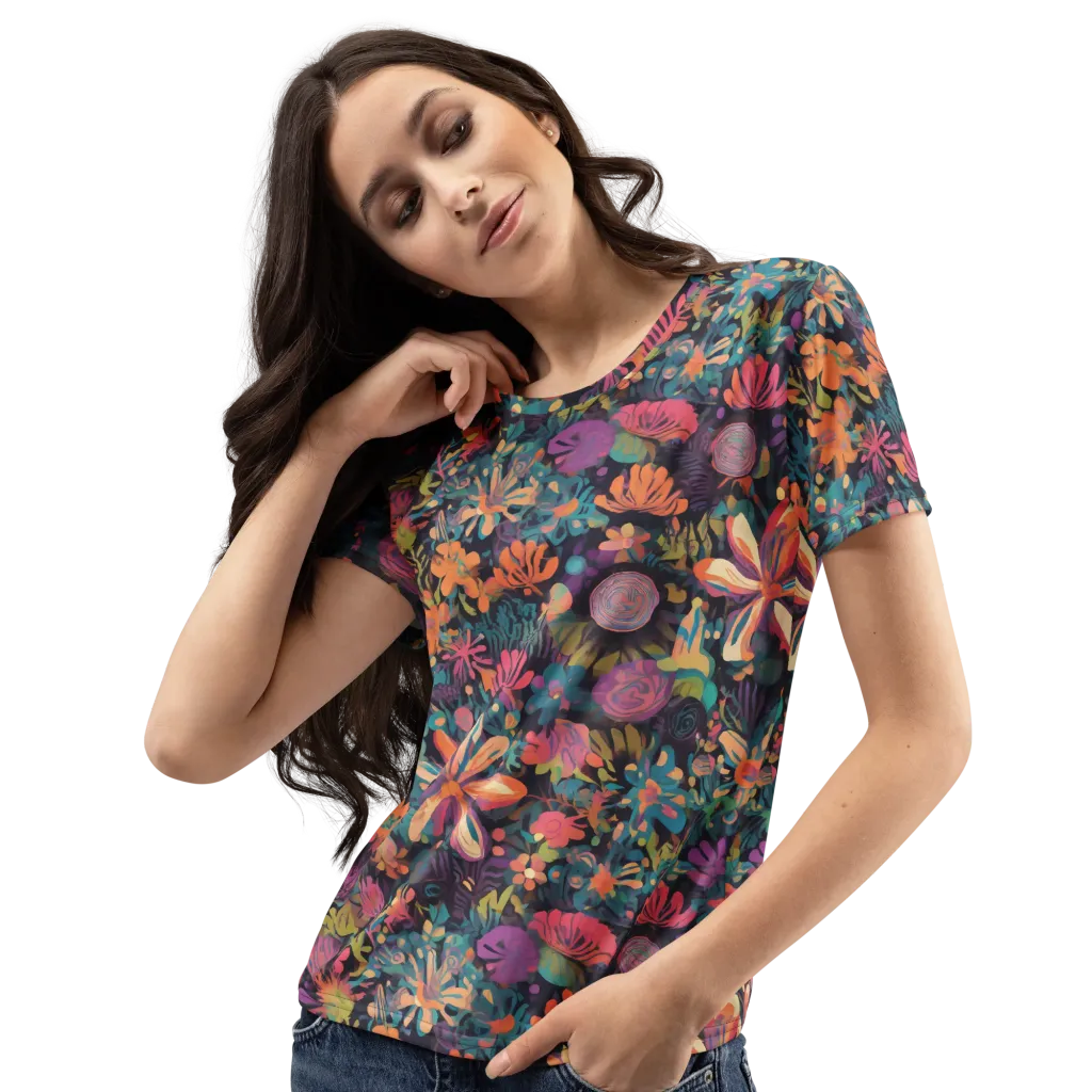 Electric Herbarium on Women's Crew Neck T-Shirt — Left Front