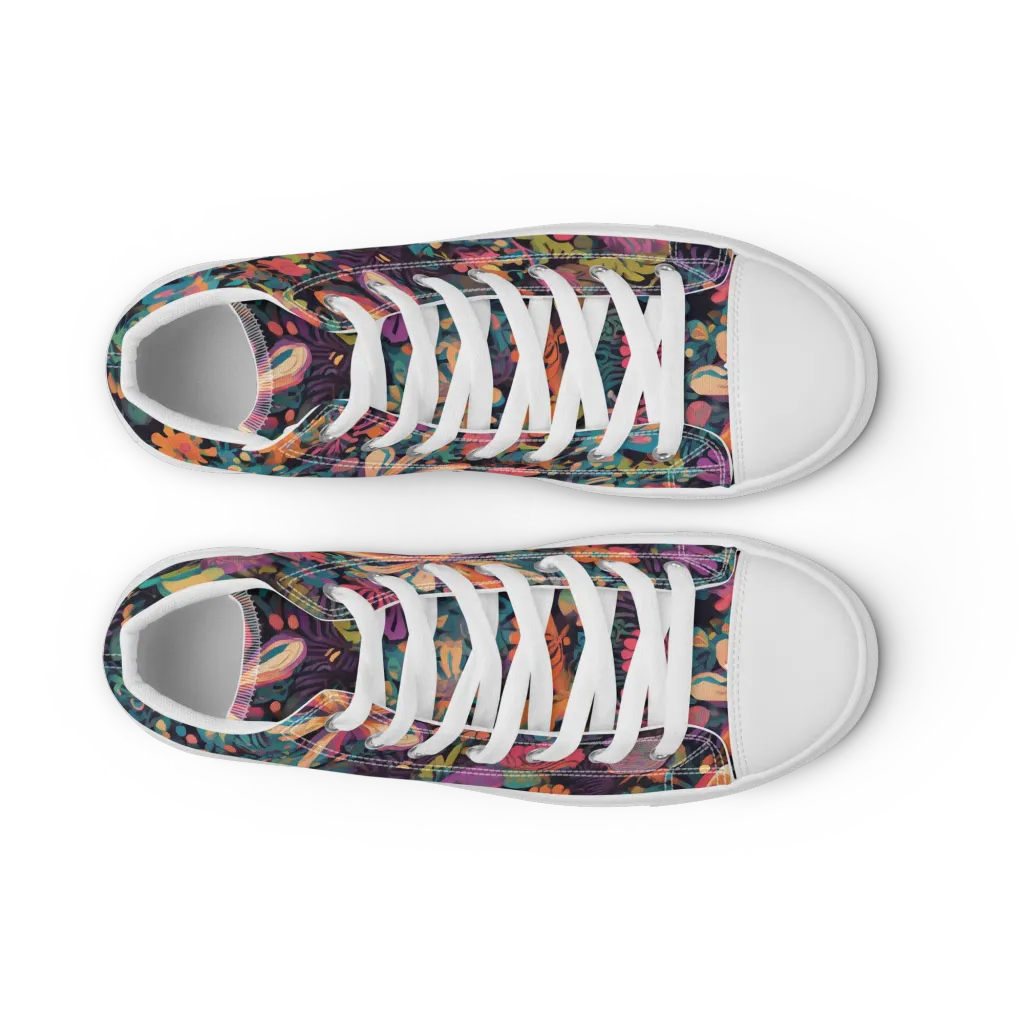 Electric Herbarium on Women's High Top Canvas Shoes — Front