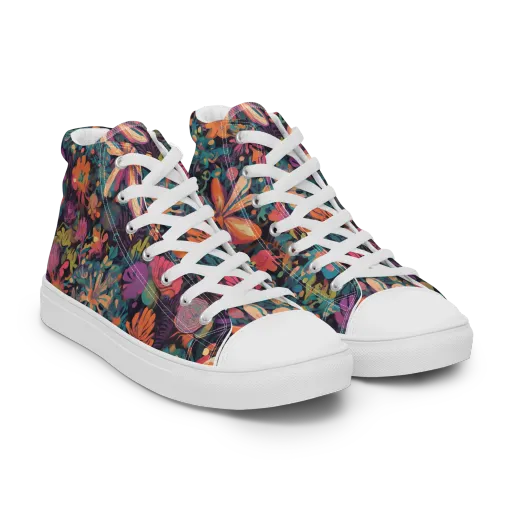 Electric Herbarium on a Women's High Top Canvas Shoes