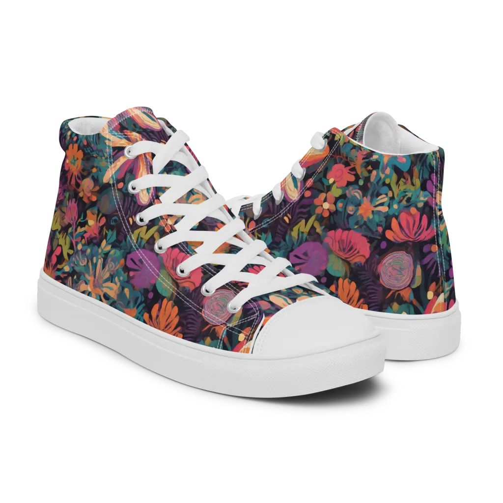Electric Herbarium on Women's High Top Canvas Shoes — Right