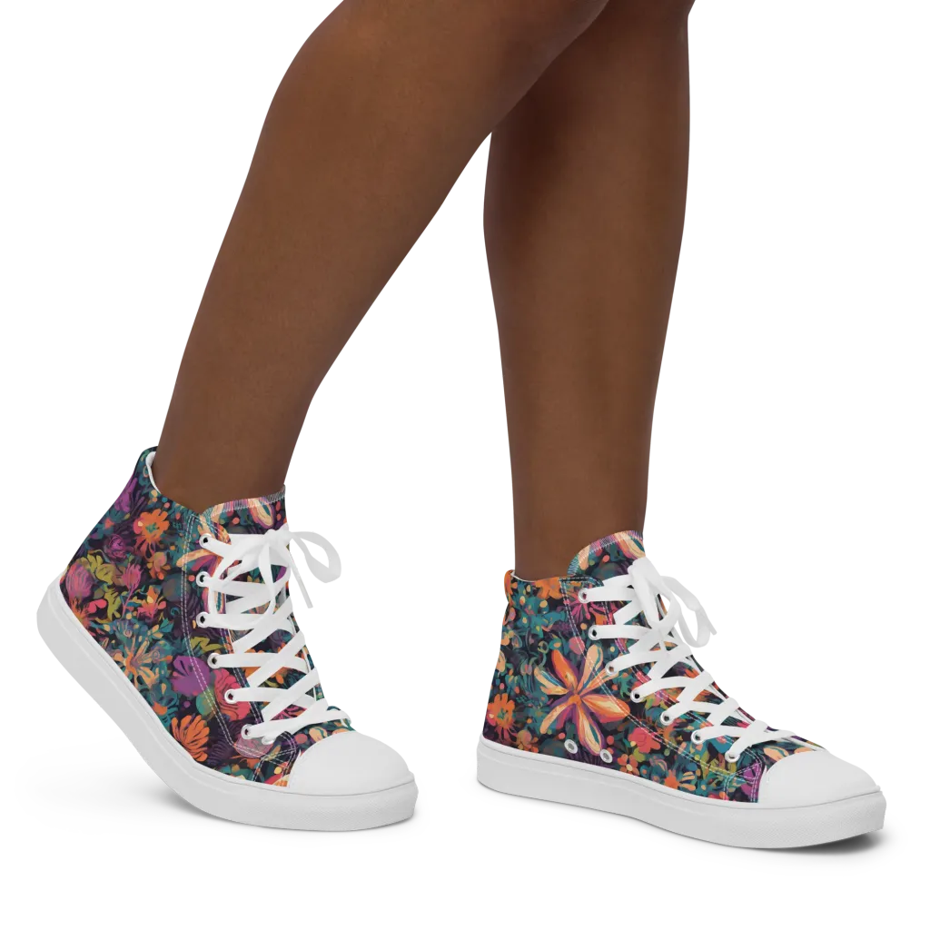 Electric Herbarium on Women's High Top Canvas Shoes — Right