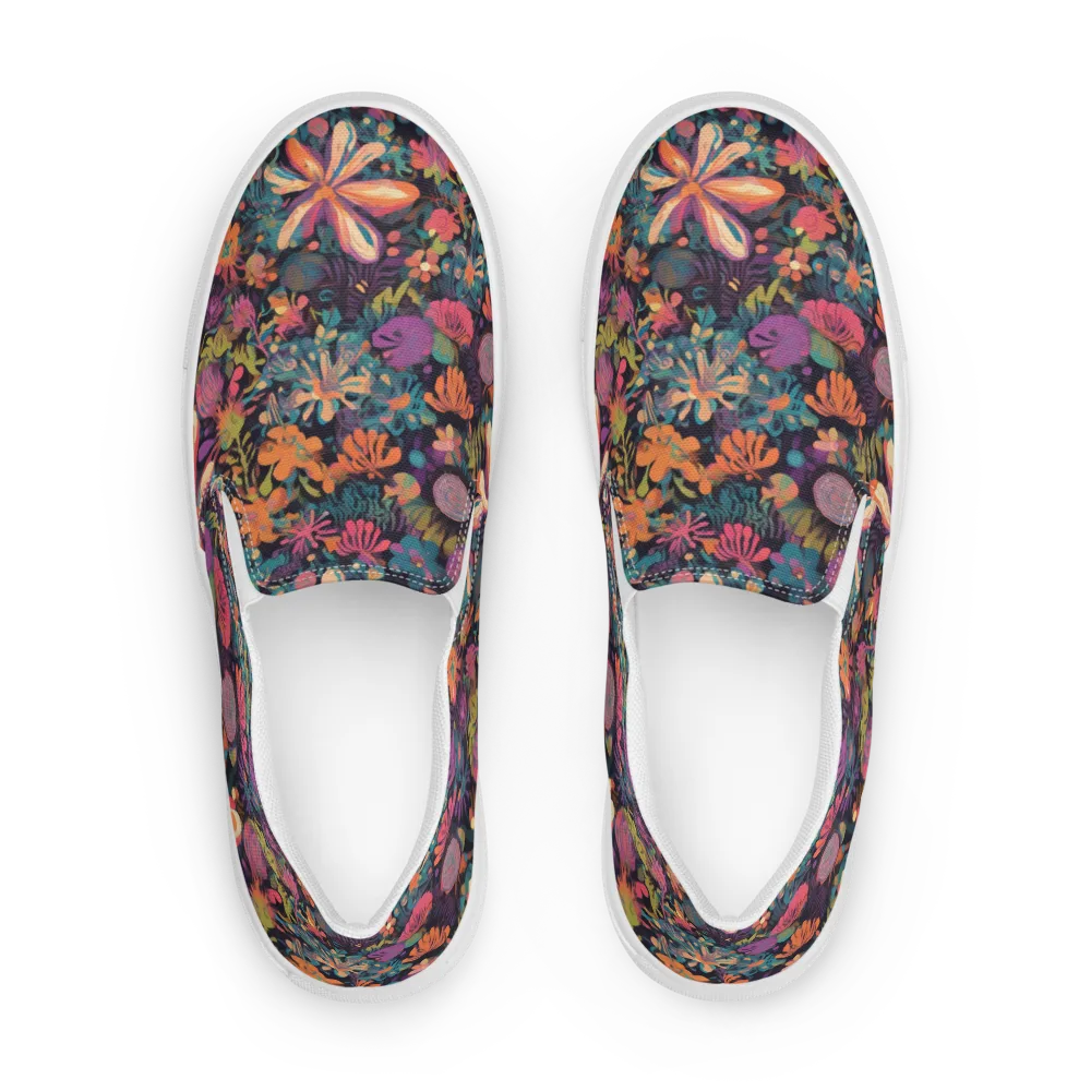 Electric Herbarium on Men's Slip-On Canvas Shoes — Front