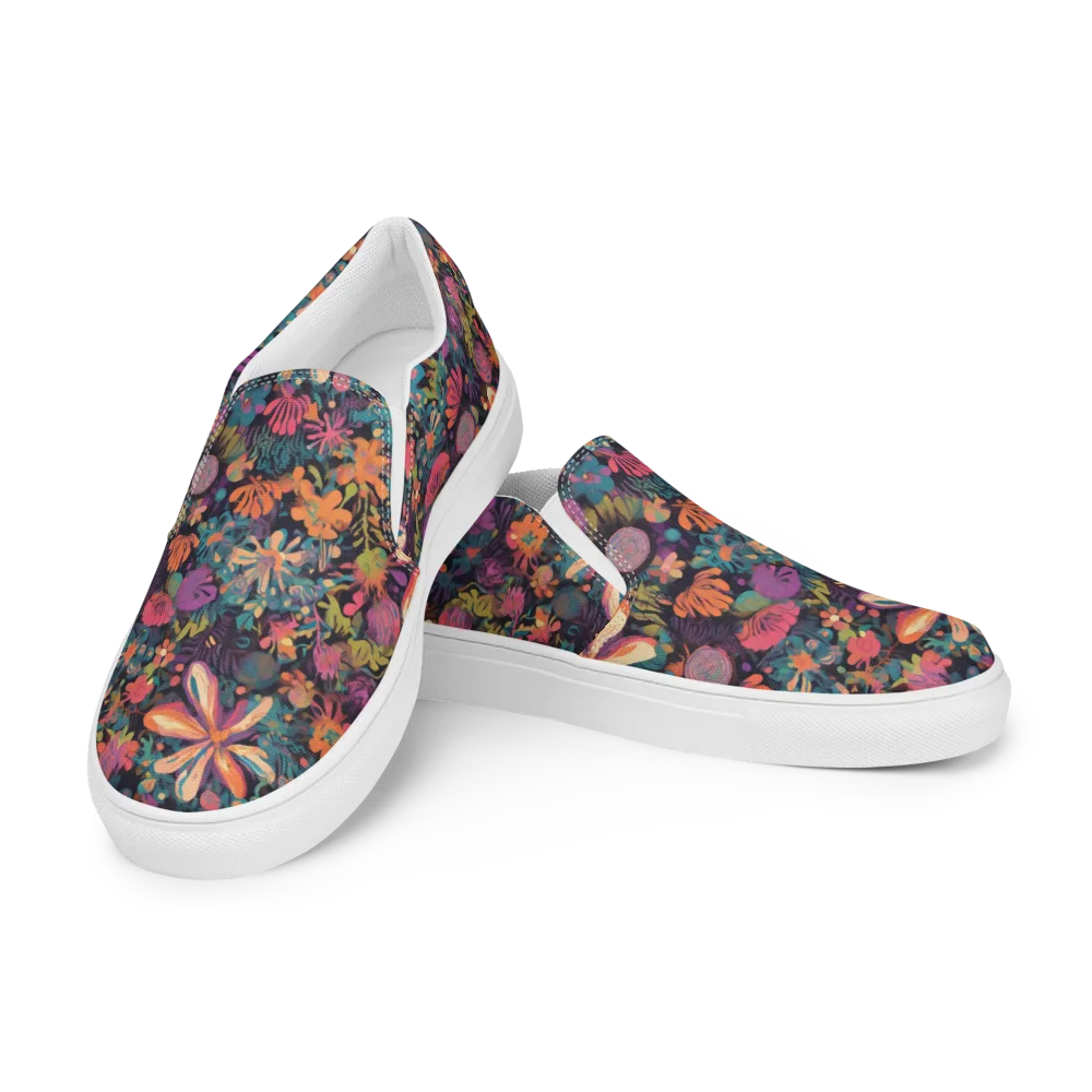 Electric Herbarium on Men's Slip-On Canvas Shoes — Left Front
