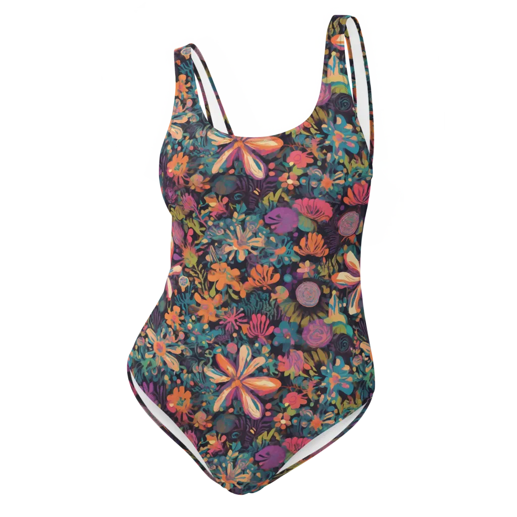 Electric Herbarium on One-Piece Swimsuit — Front