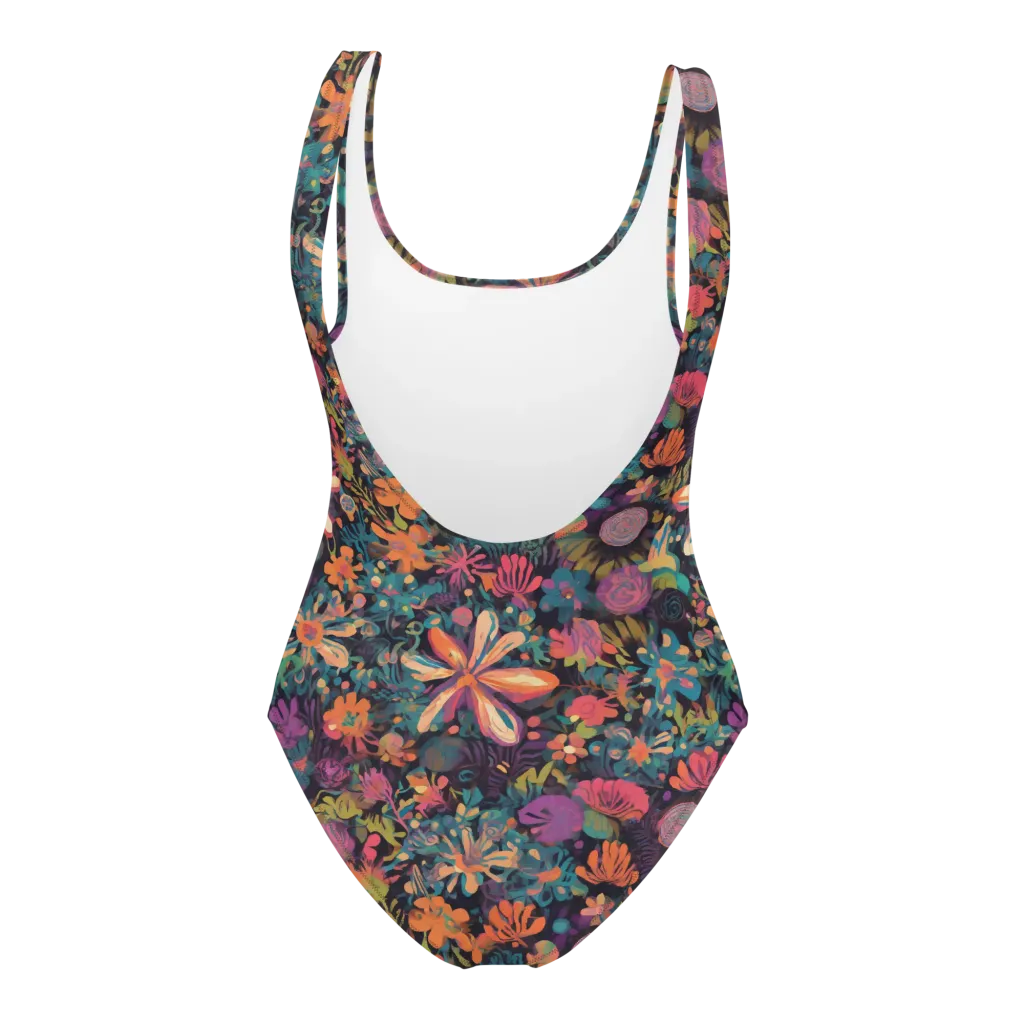 Electric Herbarium on One-Piece Swimsuit — Back