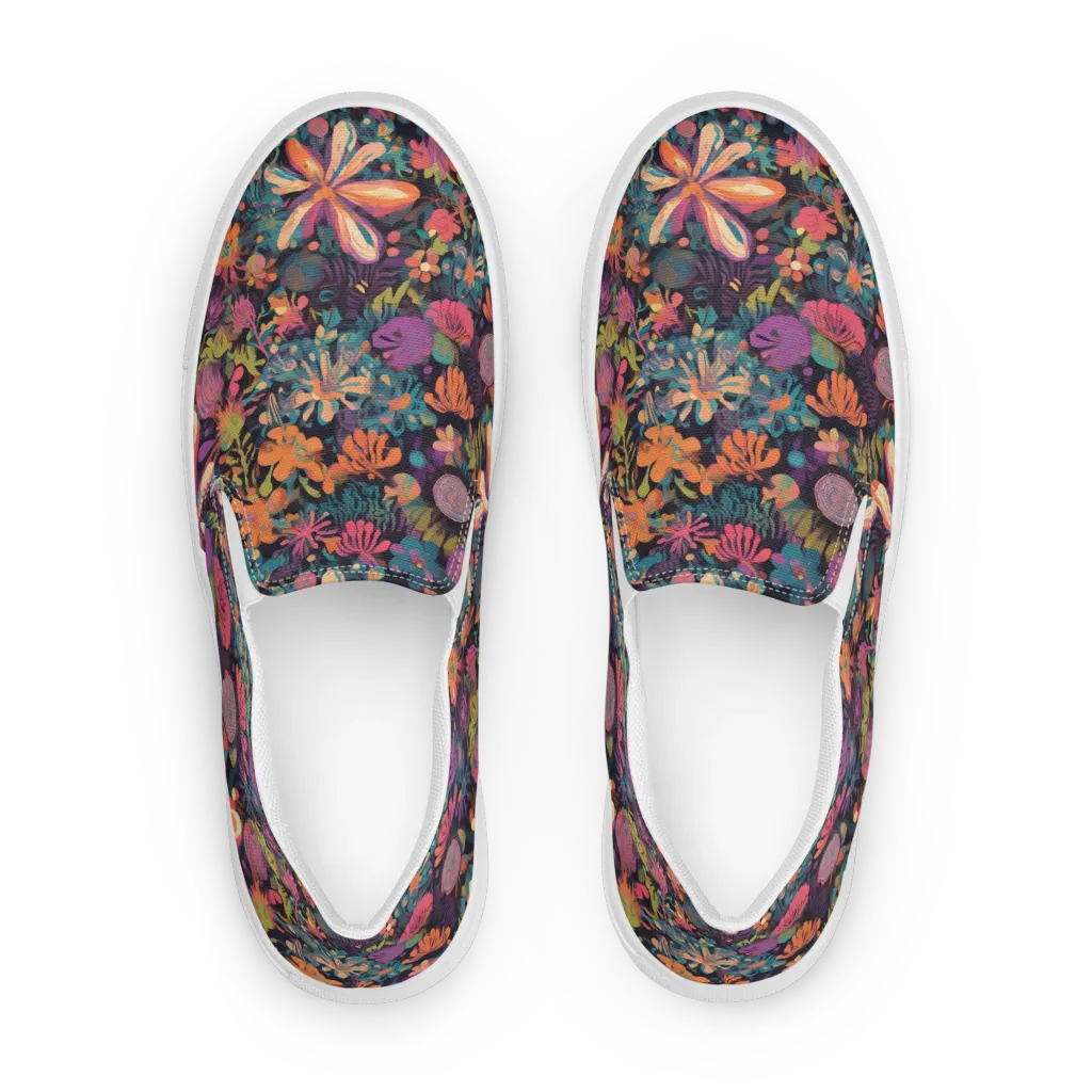 Electric Herbarium on Women's Slip-On Canvas Shoes — Front