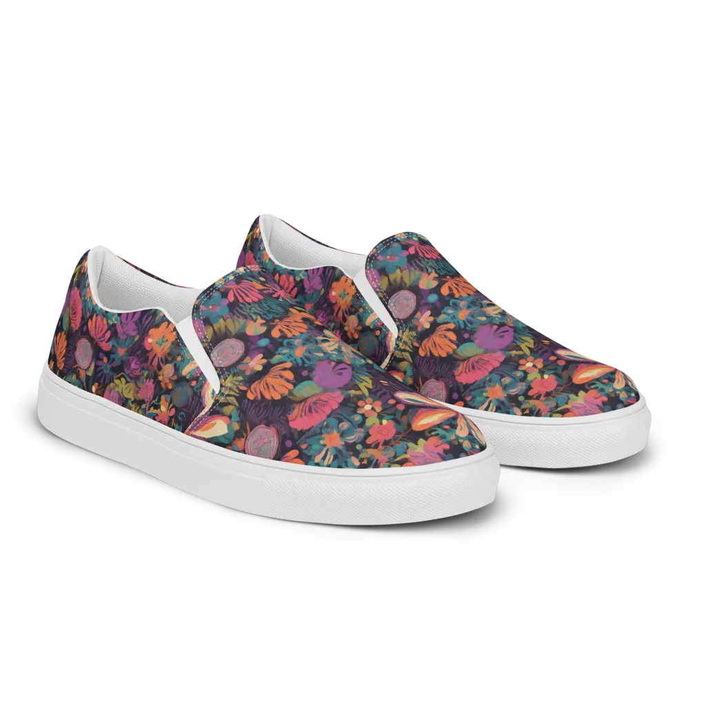 Electric Herbarium on Women's Slip-On Canvas Shoes — Right Front