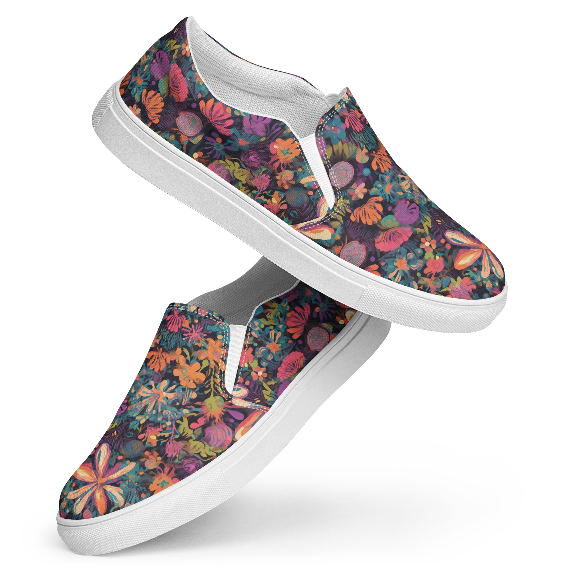 Electric Herbarium on Women's Slip-On Canvas Shoes — Front