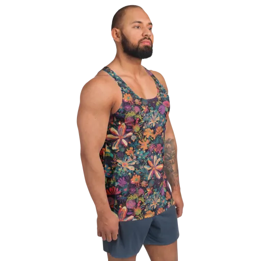 Electric Herbarium on a Men's Tank Top